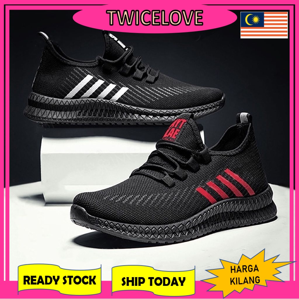 TWICELOVE Four Garisi Men's Sneakers Shoes Kasut Lelaki Guys Walking Running Sport Man Casual