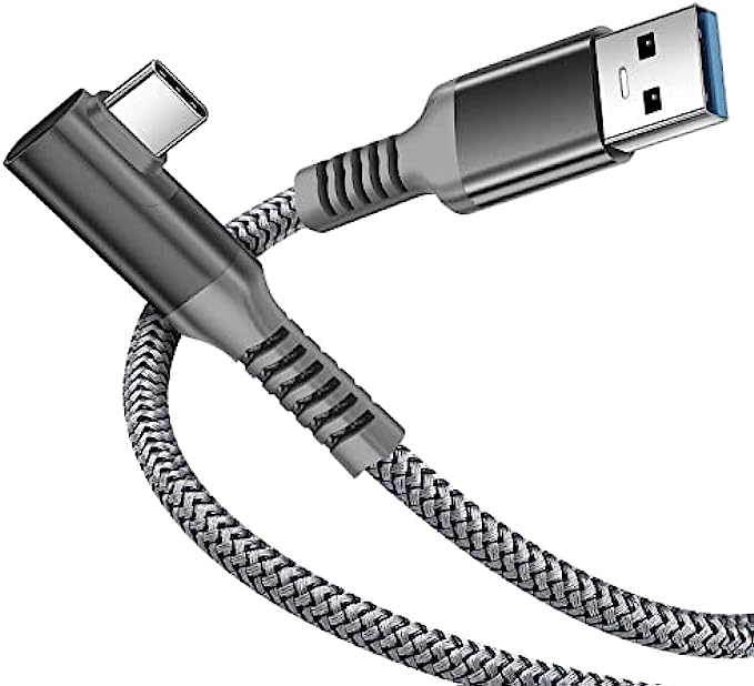 Xumee Link Cable 16ft Compatible with Meta/Oculus Quest 2, Nylon Braided 90 Degree Angle USB-A to USB-C Cable with 5Gbps High Speed Data Transfer for VR Headset and Gaming PC (A-C 16FT)