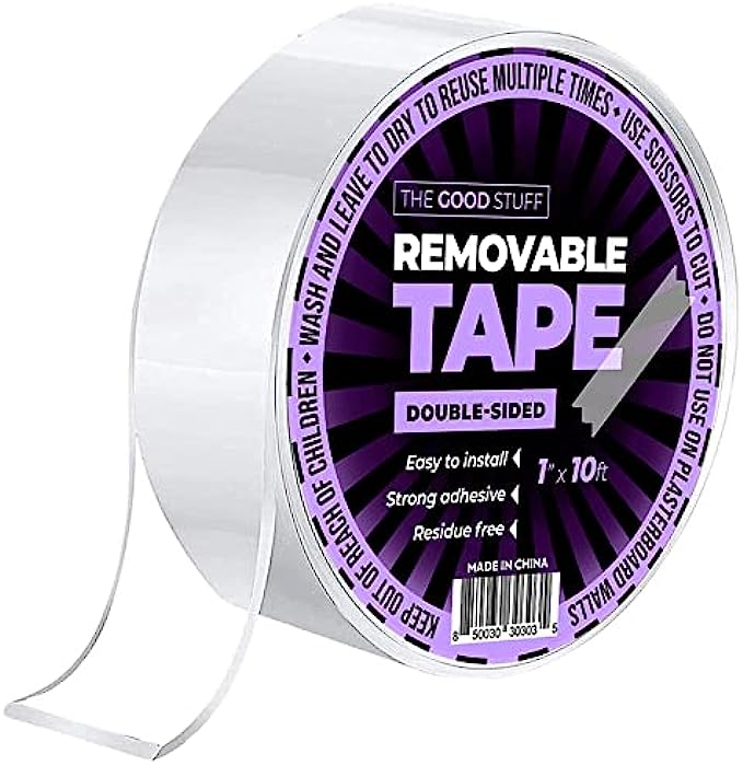 Double Sided Mounting Tape Heavy Duty [1&quot;x10ft - Clear] Magic Removable Nano Tape Two Sided Adhesive Tape - Heavy Duty Double Sided Tape for Wall Sticky for Hanging, Reusable Adhesive Double Face