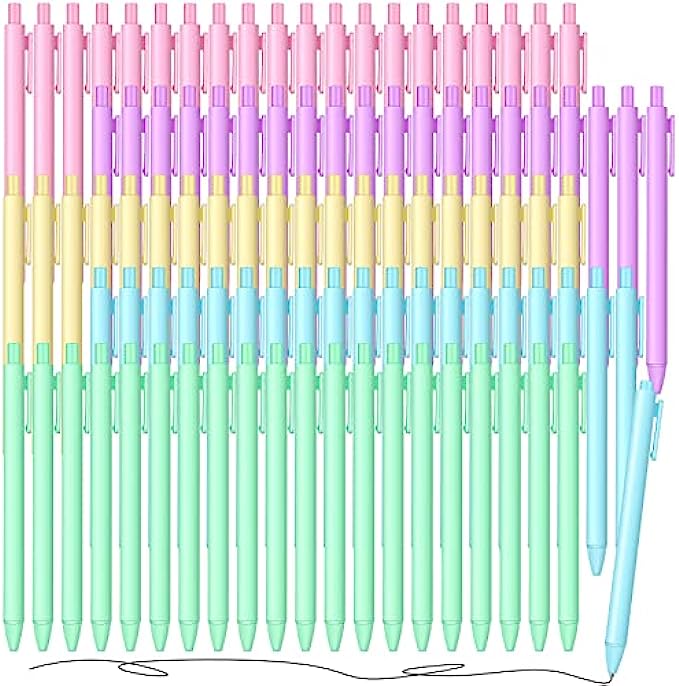 100 Pieces Retractable Gel Ink Pens Black Ink Cute Pens 0.5mm Fine Point Writing Pens Pastel Pens Cute Pens Office Supplies for Writing Journaling Taking Notes School Office