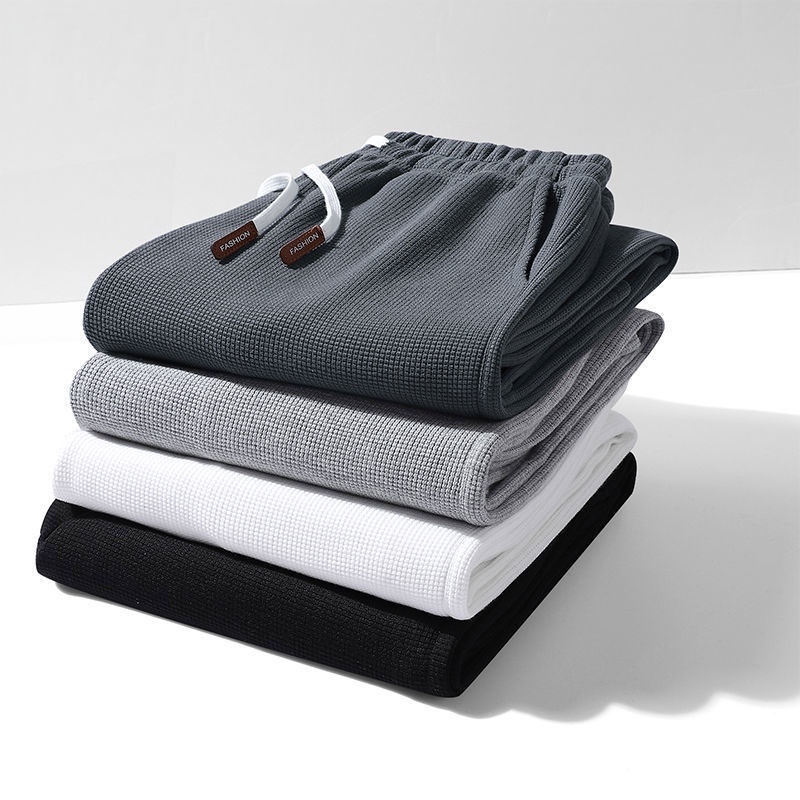 Men Pants Casual Long Pants Cropped Trousers Drawstring Jogger Pants M-4XL